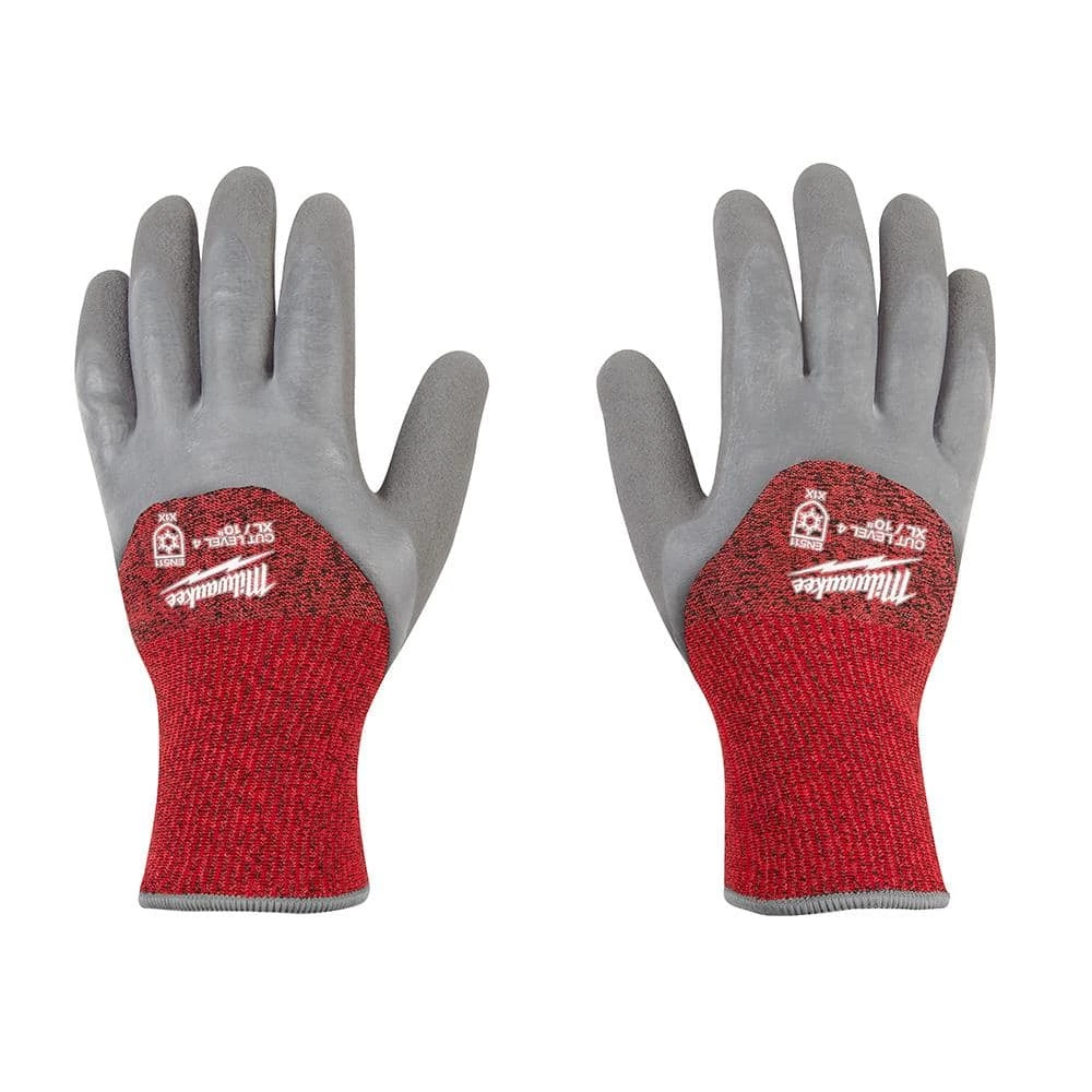 Milwaukee Large Gray Latex Level 4 Cut Resistant Insulated Winter Dipped Work Gloves 9 Milwaukee Large Gray Latex Level 4 Cut Resistant Insulated Winter Dipped Work Gloves - Image 9