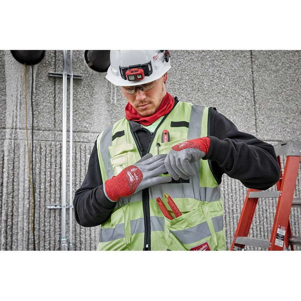 Milwaukee Large Gray Latex Level 4 Cut Resistant Insulated Winter Dipped Work Gloves 6 Milwaukee Large Gray Latex Level 4 Cut Resistant Insulated Winter Dipped Work Gloves - Image 6