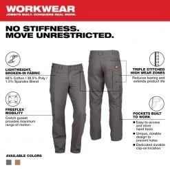 Milwaukee Men's 32 in. x 30 in. Gray Cotton/Polyester/Spandex Flex Work Pants with 6 Pockets -Workwear Sales Store milwaukee work pants 701g 3230 a0 1000