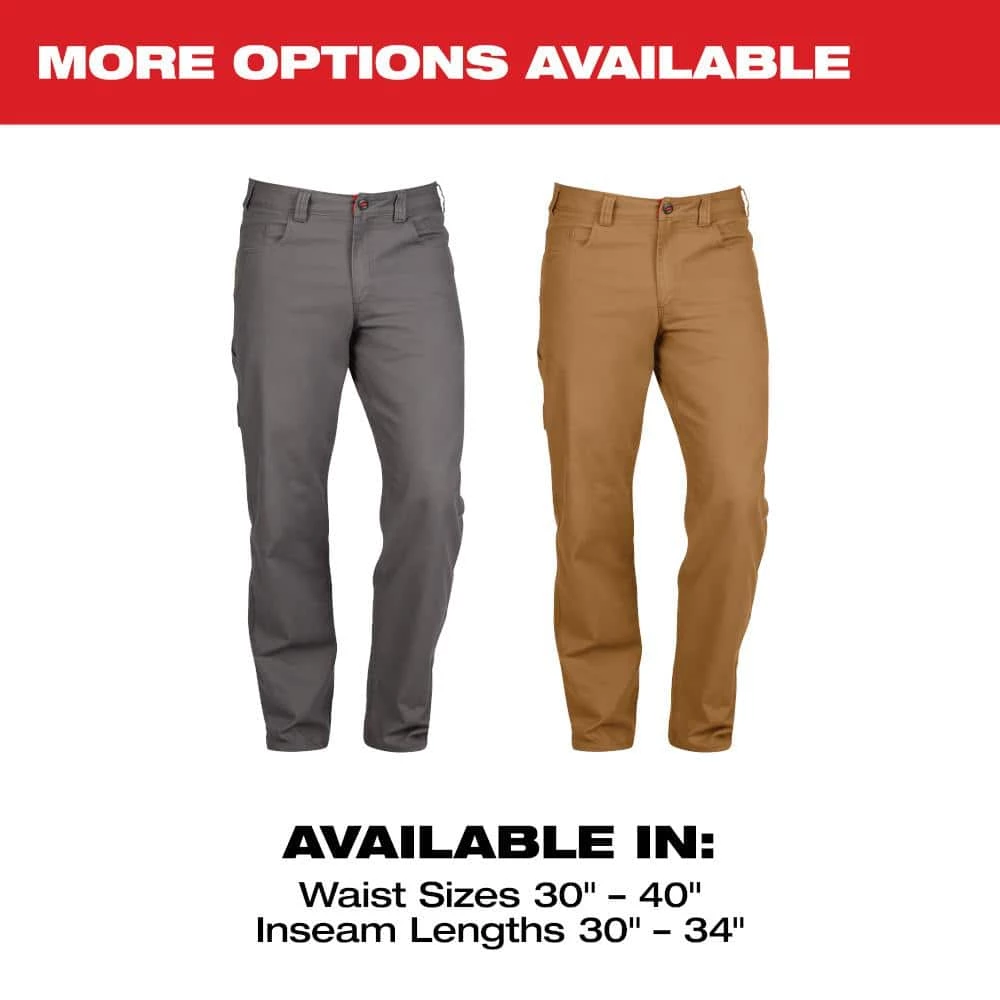 Milwaukee Men's 38 in. x 32 in. Gray Cotton/Polyester/Spandex Flex Work Pants with 6 Pockets 3 Milwaukee Men's 38 in. x 32 in. Gray Cotton/Polyester/Spandex Flex Work Pants with 6 Pockets - Image 3
