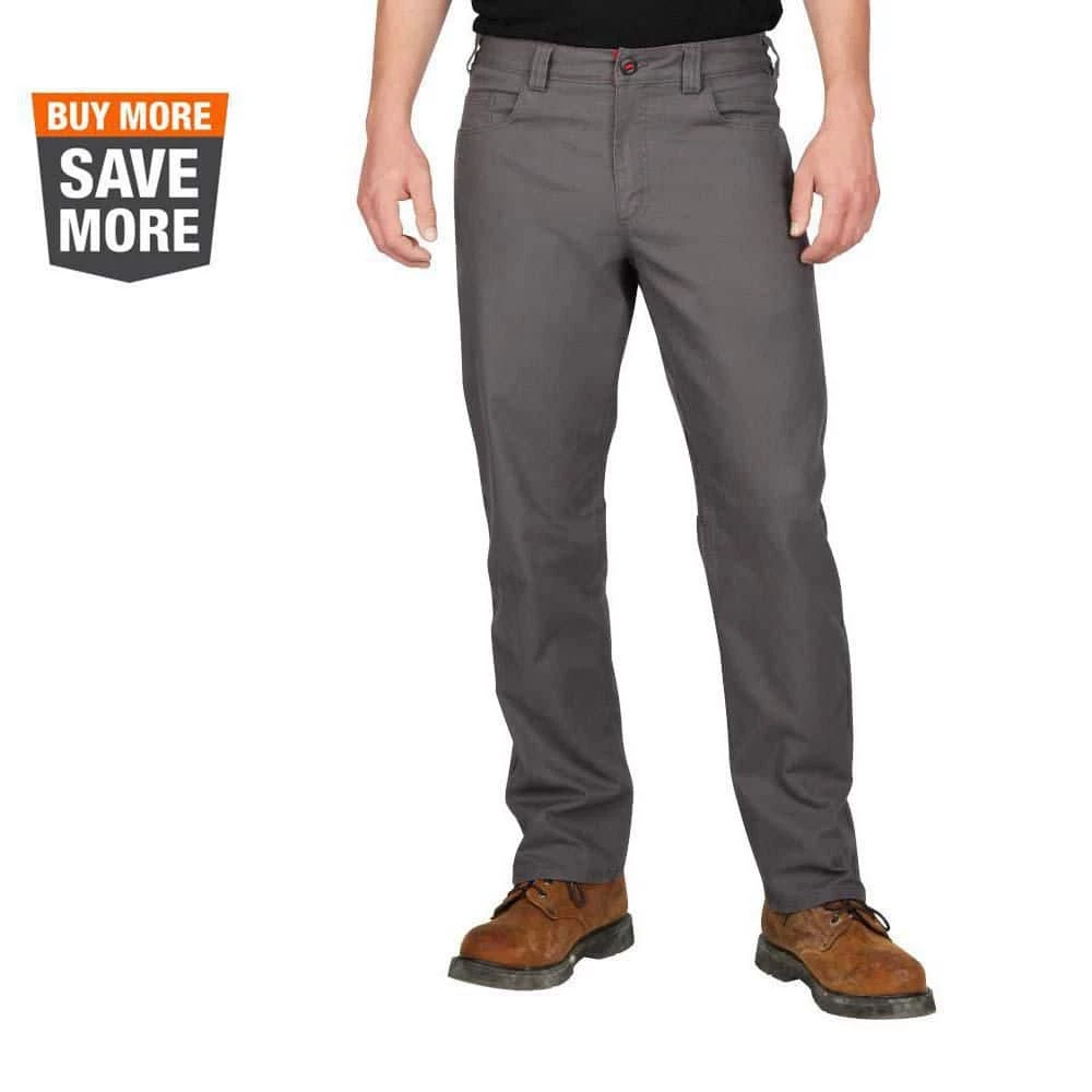 Milwaukee Men's 38 in. x 32 in. Gray Cotton/Polyester/Spandex Flex Work Pants with 6 Pockets 1 Milwaukee Men's 38 in. x 32 in. Gray Cotton/Polyester/Spandex Flex Work Pants with 6 Pockets