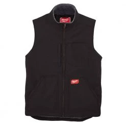 Milwaukee Men's Large Black Heavy-Duty Sherpa-Lined Vest with 5-Pockets -Workwear Sales Store milwaukee work vests 801b l 1d 1000