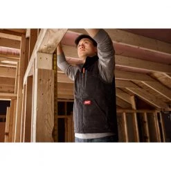 Milwaukee Men's X-Large Black Heavy-Duty Sherpa-Lined Vest with 5-Pockets -Workwear Sales Store milwaukee work vests 801b xl 77 1000