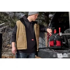 Milwaukee Men's Large Heavy-Duty Brown Sherpa-Lined Vest with 5-Pockets -Workwear Sales Store milwaukee work vests 801br l c3 1000