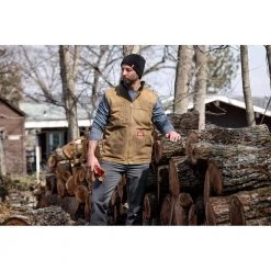 Milwaukee Men's Medium Brown Heavy-Duty Sherpa-Lined Vest with 5-Pockets -Workwear Sales Store milwaukee work vests 801br m 77 1000