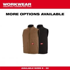 Milwaukee Men's X-Large Brown Heavy-Duty Sherpa-Lined Vest with 5-Pockets -Workwear Sales Store milwaukee work vests 801br xl 4f 1000