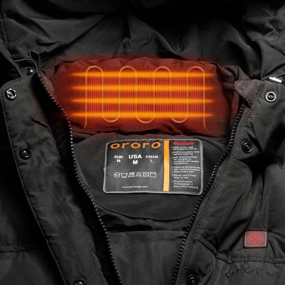 ORORO Women's Small Black 7.2-Volt Lithium-Ion Heated Down Vest with 90% Down Insulation and (1) 5.2 Ah Battery Pack 5 ORORO Women's Small Black 7.2-Volt Lithium-Ion Heated Down Vest with 90% Down Insulation and (1) 5.2 Ah Battery Pack - Image 5