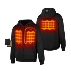 ORORO Men's Medium Black 7.2-Volt Lithium-Ion Full-zip Heated Hoodie Jacket with (1) 5.2 Ah Battery and Charger