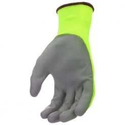 West Chester Protective Gear Touch Screen Hi-Vis Yellow PU Palm Coated Nylon Gloves (3-Pack) -Workwear Sales Store west chester protective gear work gloves hvy37165 l3p 44 1000